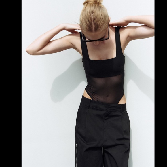 ZARA COMBINATION TULLE BODYSUIT - Picture 2 of 7